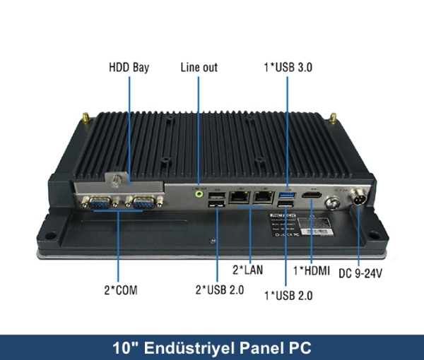 ALAD-A1001T Intel Baytrail Celeron J1900 4GB 120GB SSD Freedos 10.1'' All In One Endüstriyel Panel PC