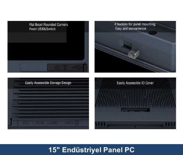 ALAD-A1511T Intel Celeron J6412 4GB 120GB SSD Freedos 15'' All In One Endüstriyel Panel PC
