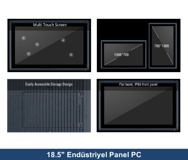 ALAD-A1810T Intel Celeron J6412 4GB 120GB SSD Freedos 18.5'' All In One Endüstriyel Panel PC