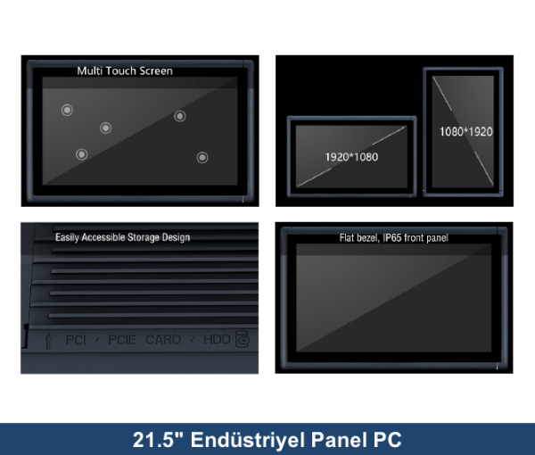 Intel Skaylake i3-6100U 4GB 120GB SSD Freedos 21.5'' All In One Endüstriyel Panel PC