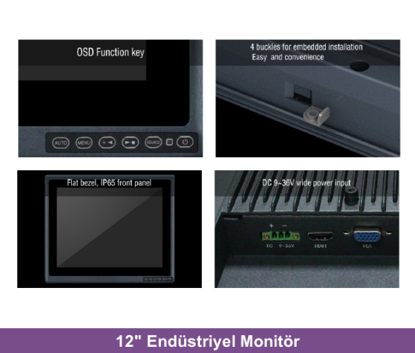 ALAD-121T 12.1'' Endüstriyel Dokunmatik LCD Monitör