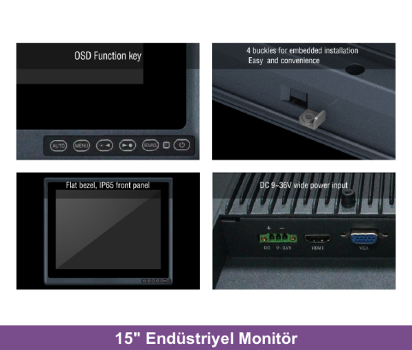 ALAD-151T 15'' Endüstriyel Dokunmatik LCD Monitör