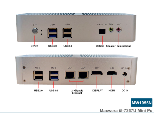 MW1055N Intel Core i5-7267U 16GB RAM 512GB SSD WI-FI Freedos Mini PC