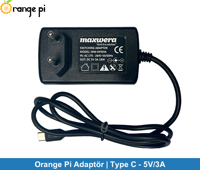 Orange Pi Adaptör 5V-3A | Type-C