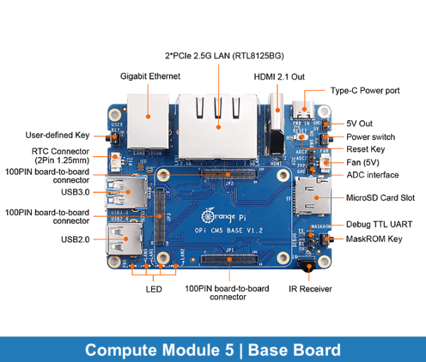 Orange Pi Compute Module 5 | Base Board