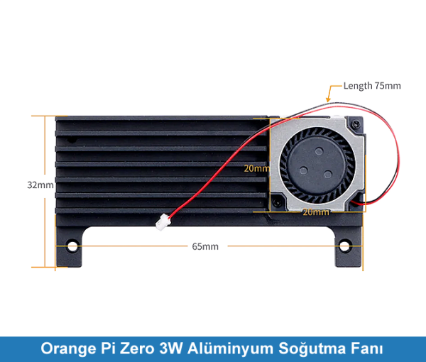 Orange Pi Zero 3W Alüminyum Fanlı Soğutucu