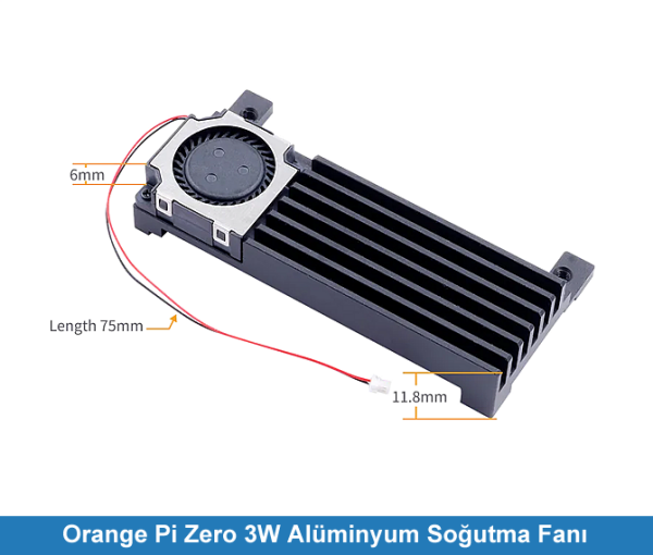 Orange Pi Zero 3W Alüminyum Fanlı Soğutucu