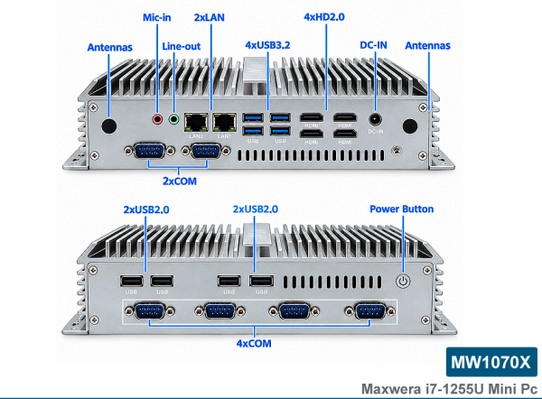 MW1070X_END. Intel Core i7-1255U 16GB 256GB m.2 NVMe SSD WI-FI Freedos Mini PC